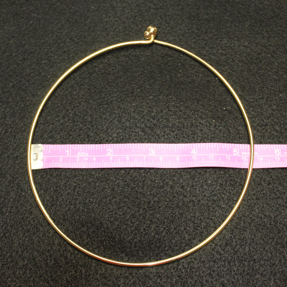 Gold Tone Round Modern Circlet Choker Cuff Hook and Ball Clasp 5.5" Diameter - Picture 4 of 4